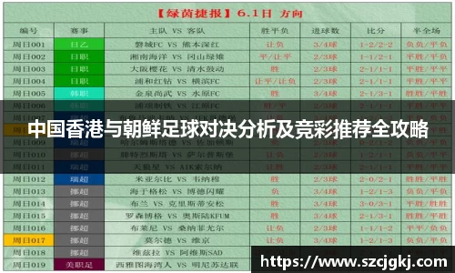 中国香港与朝鲜足球对决分析及竞彩推荐全攻略
