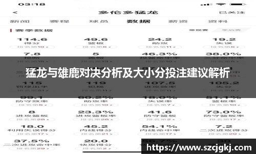 猛龙与雄鹿对决分析及大小分投注建议解析